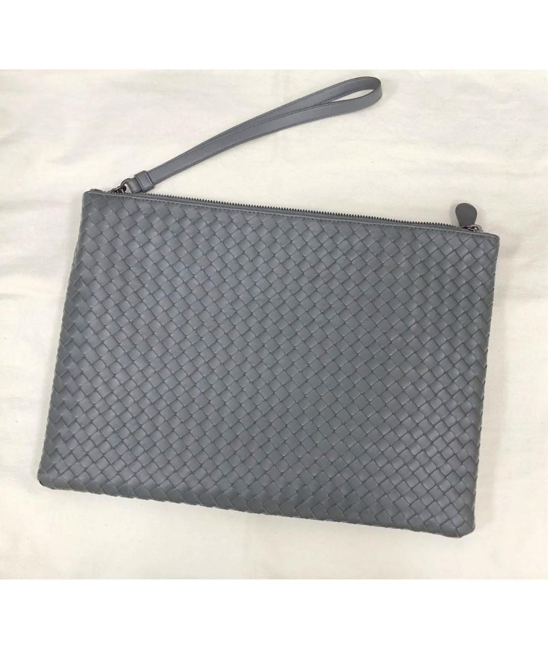 BOTTEGA VENETA Серая кожаная папка для документов, фото 3