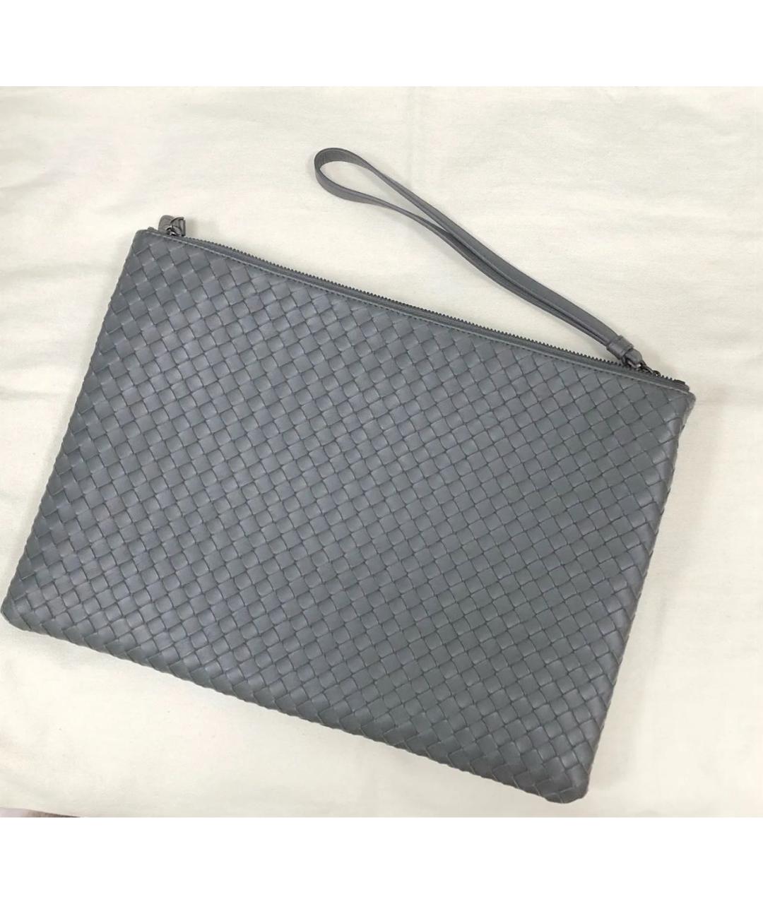 BOTTEGA VENETA Серая кожаная папка для документов, фото 2