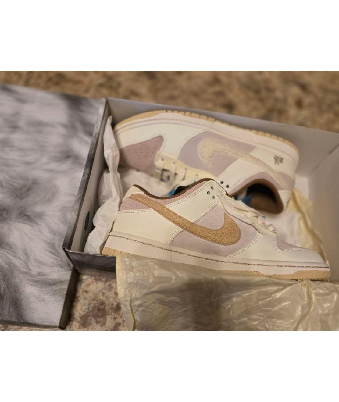 NIKE Бежевые кожаные кроссовки, фото 4