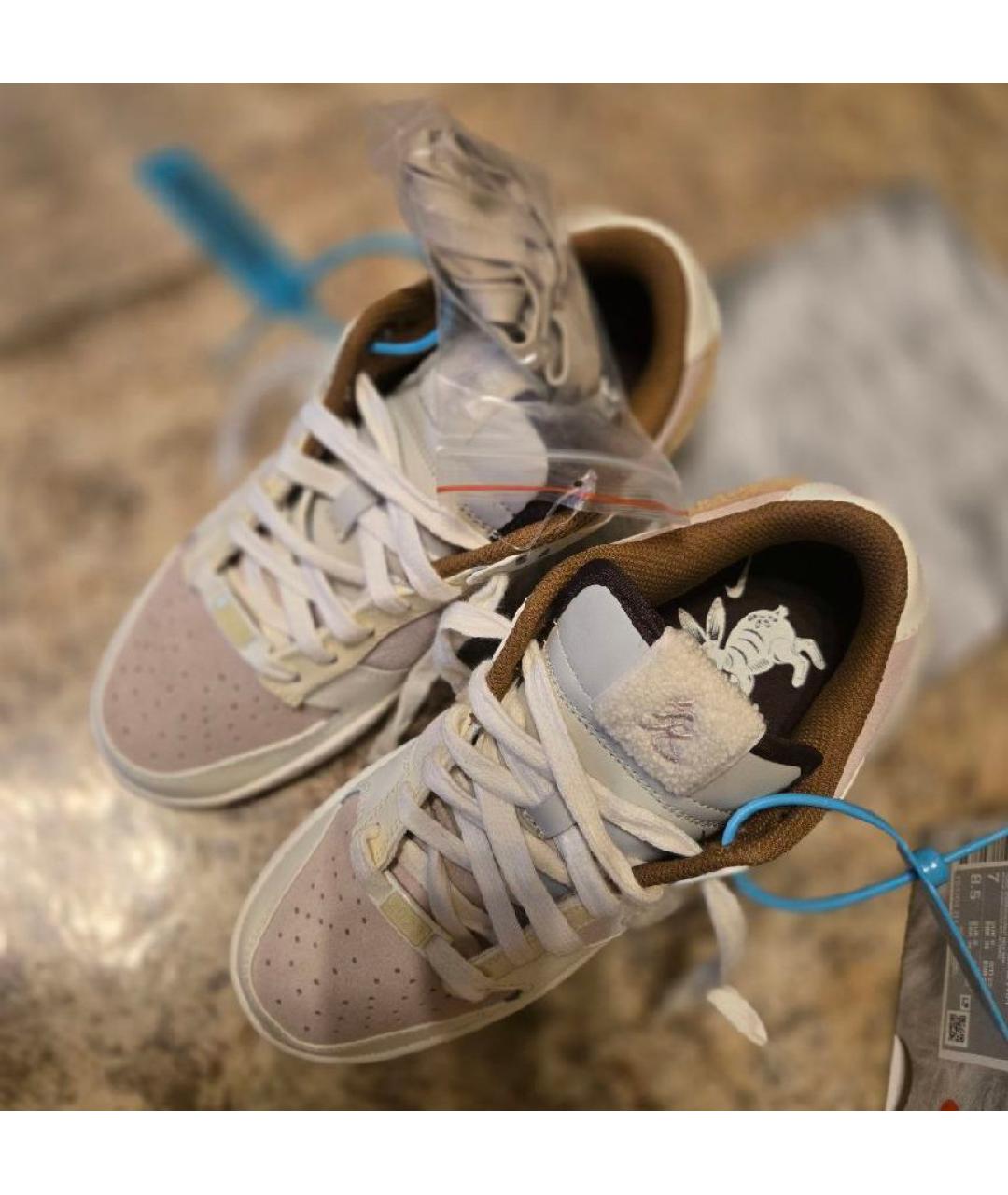 NIKE Бежевые кожаные кроссовки, фото 3