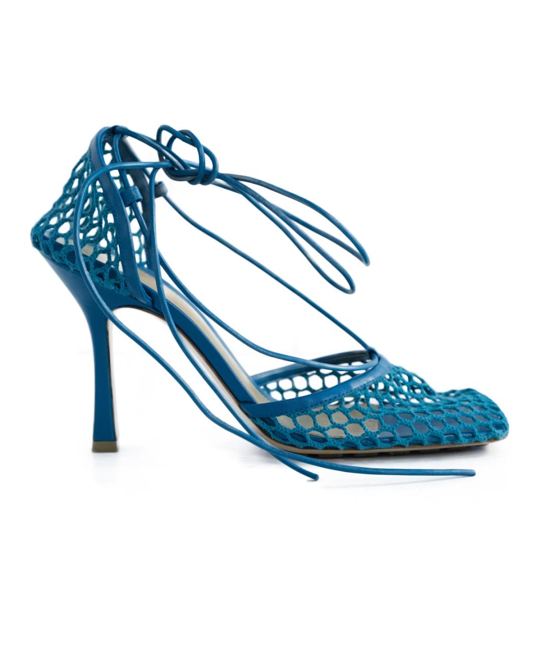 BOTTEGA VENETA Синие кожаные босоножки, фото 6