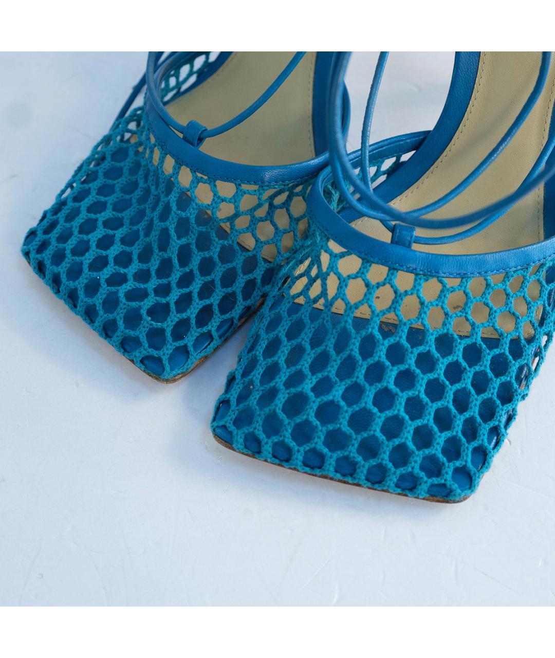 BOTTEGA VENETA Синие кожаные босоножки, фото 3