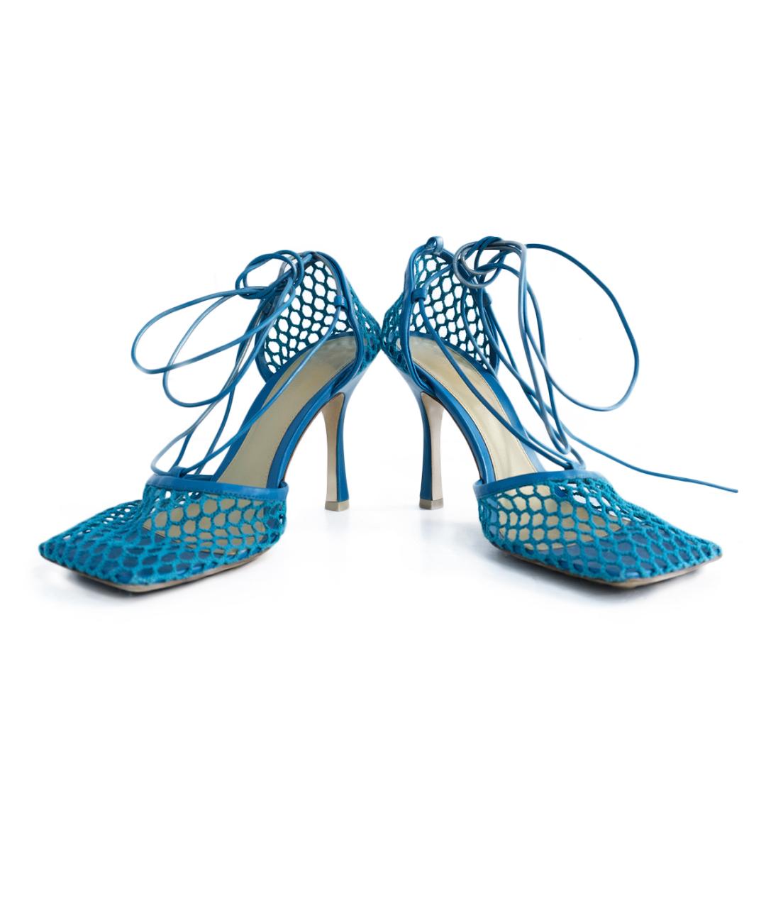 BOTTEGA VENETA Синие кожаные босоножки, фото 4