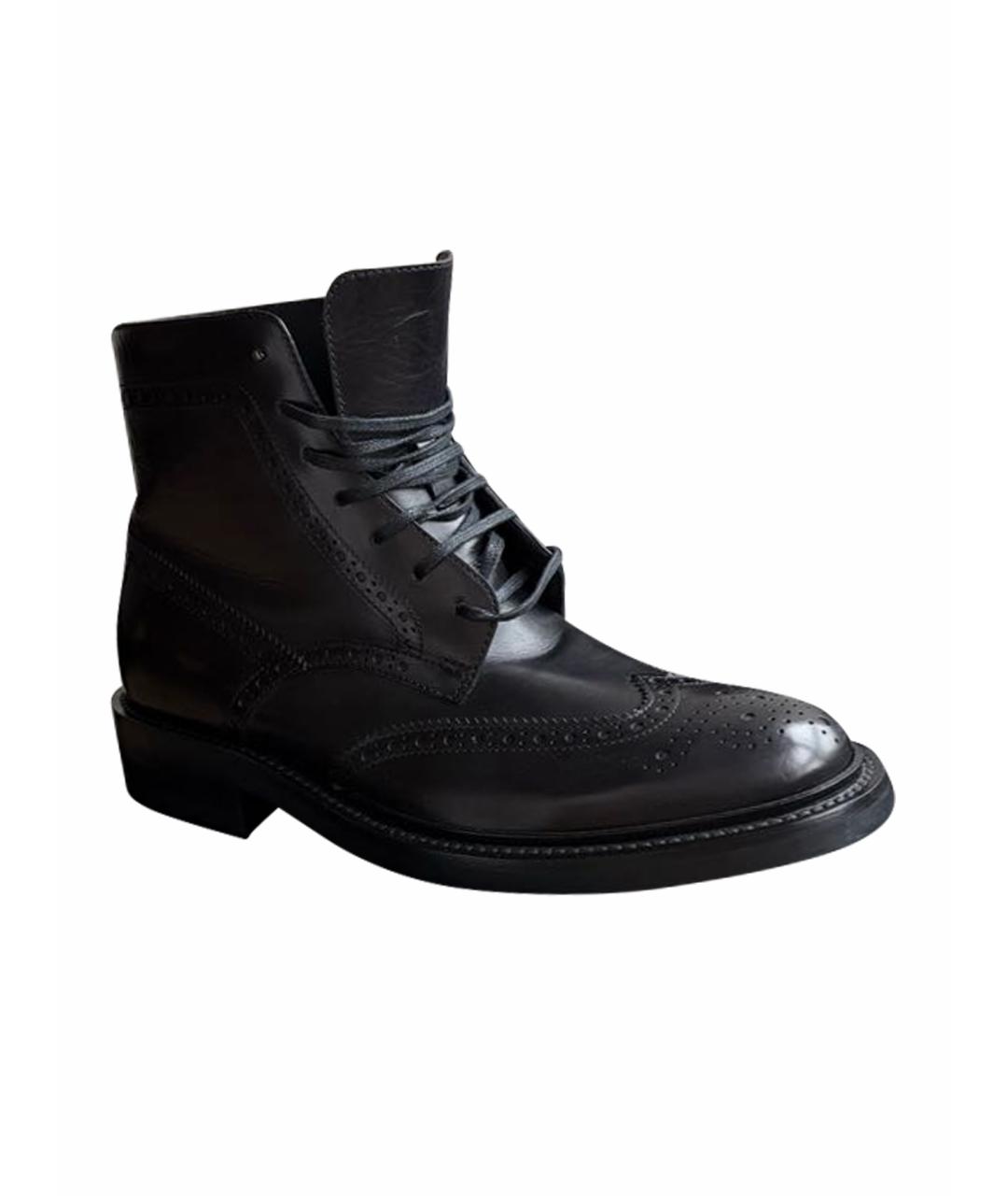 SAINT LAURENT Черные кожаные ботинки, фото 1