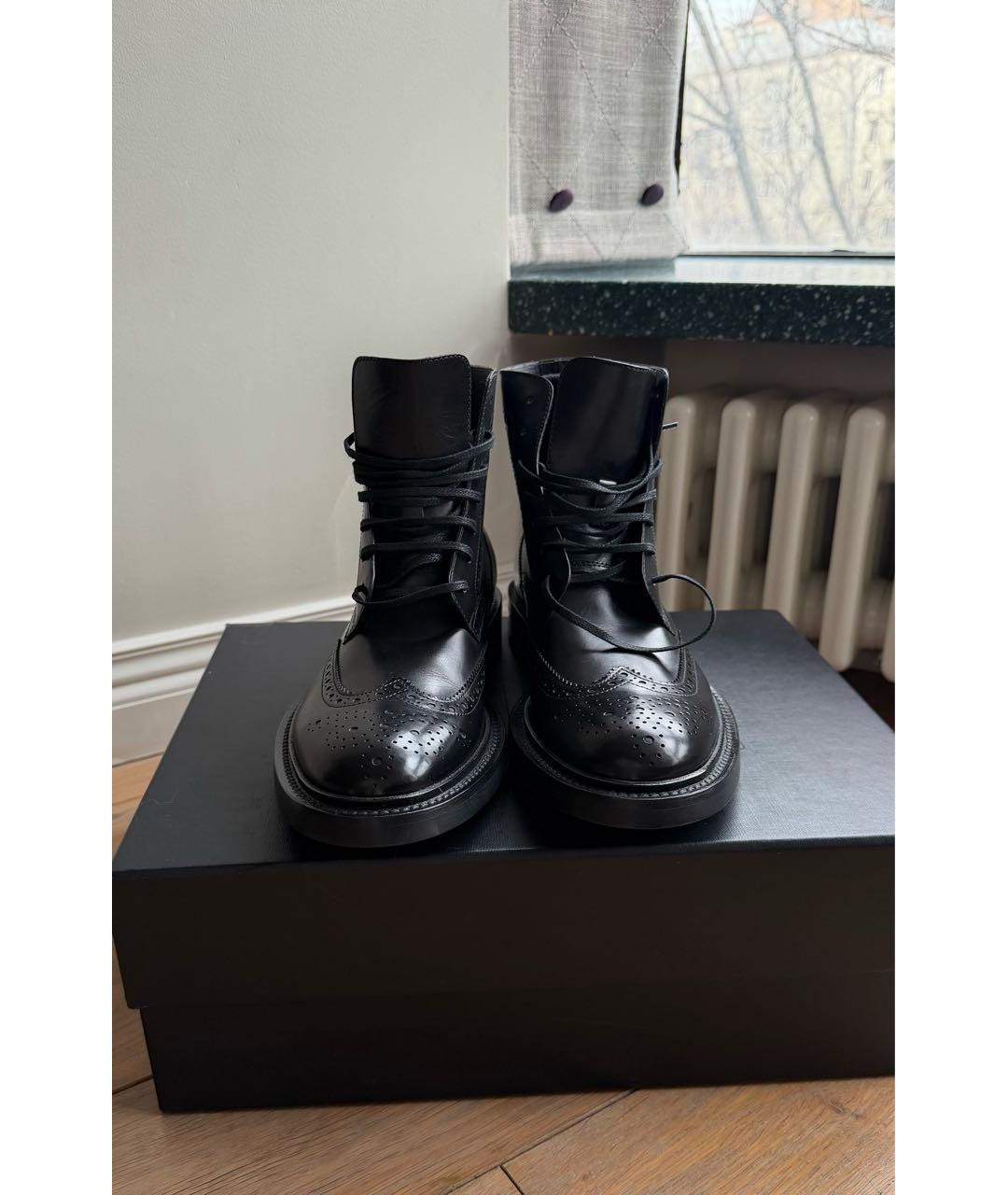 SAINT LAURENT Черные кожаные ботинки, фото 2