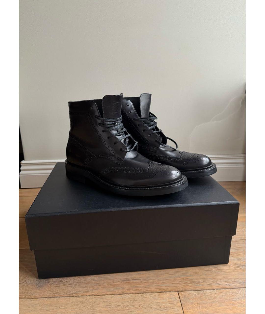 SAINT LAURENT Черные кожаные ботинки, фото 5