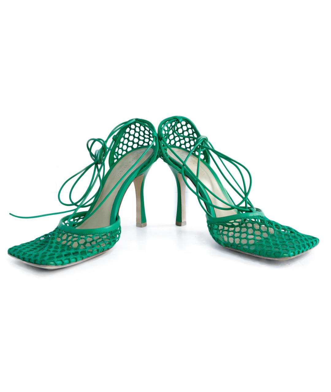 BOTTEGA VENETA Зеленые кожаные босоножки, фото 4