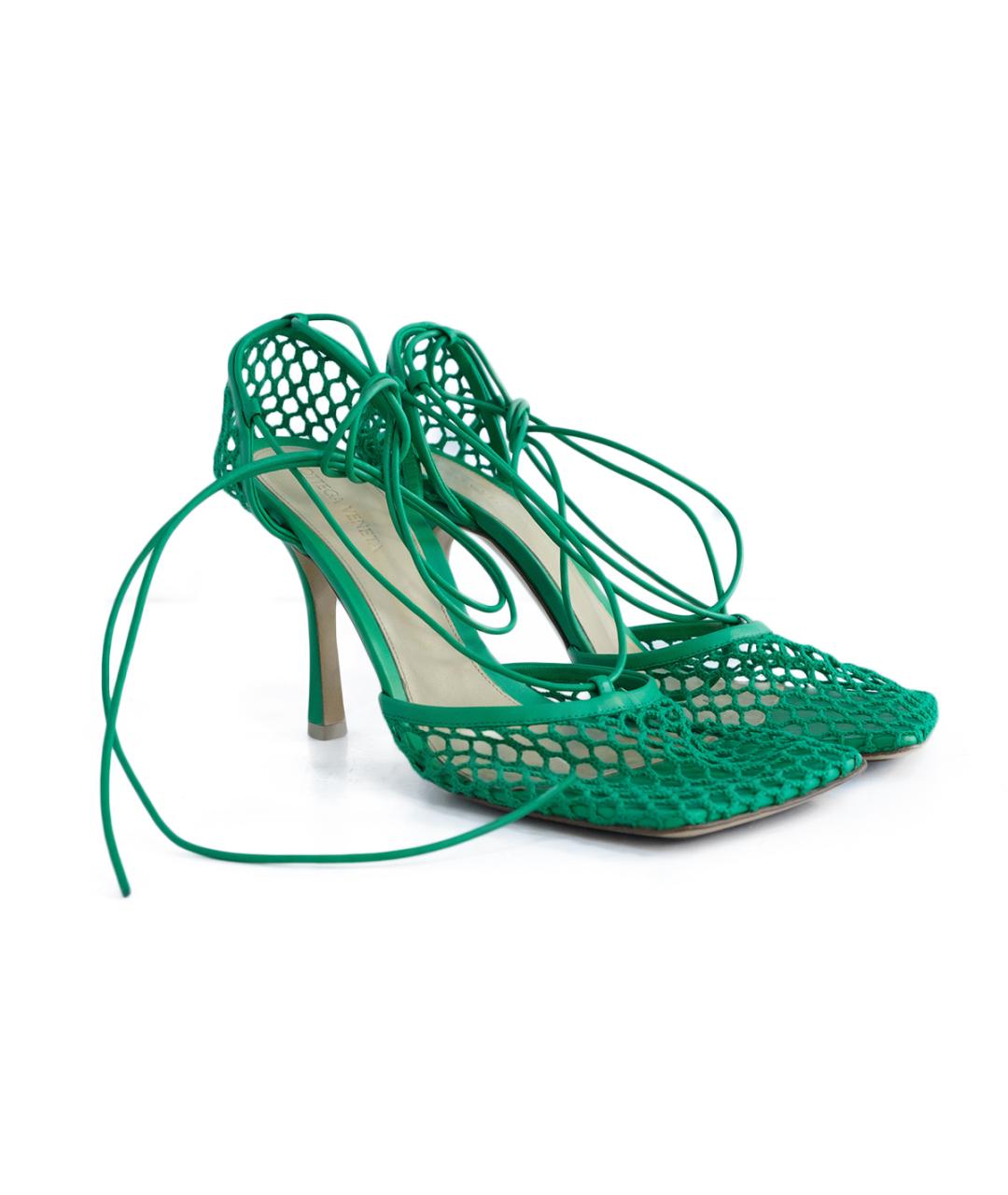 BOTTEGA VENETA Зеленые кожаные босоножки, фото 2