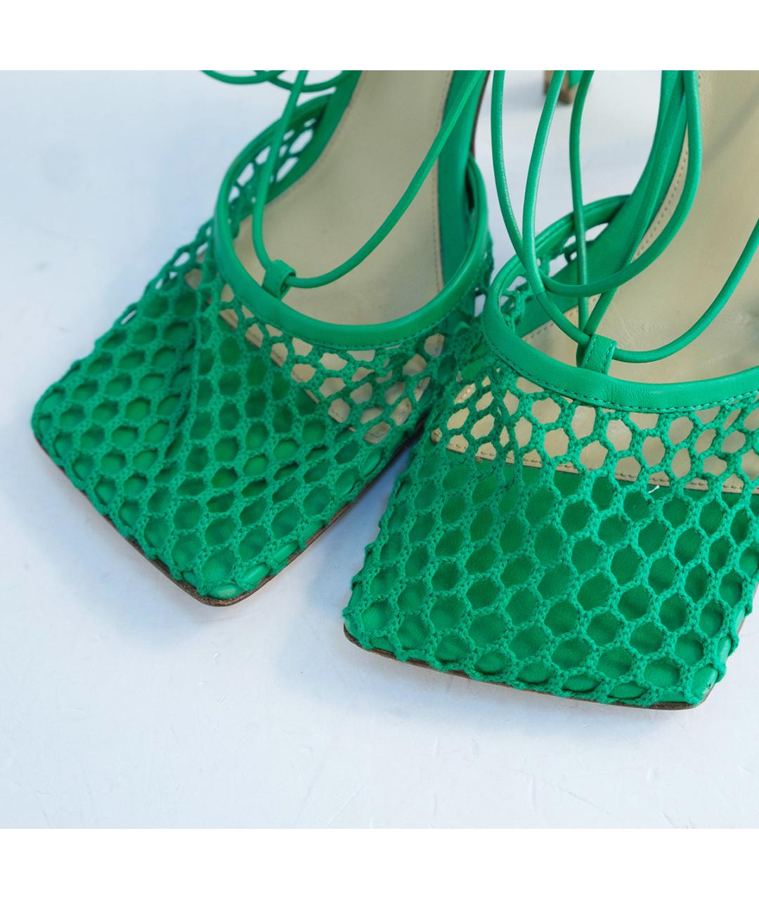 BOTTEGA VENETA Зеленые кожаные босоножки, фото 3