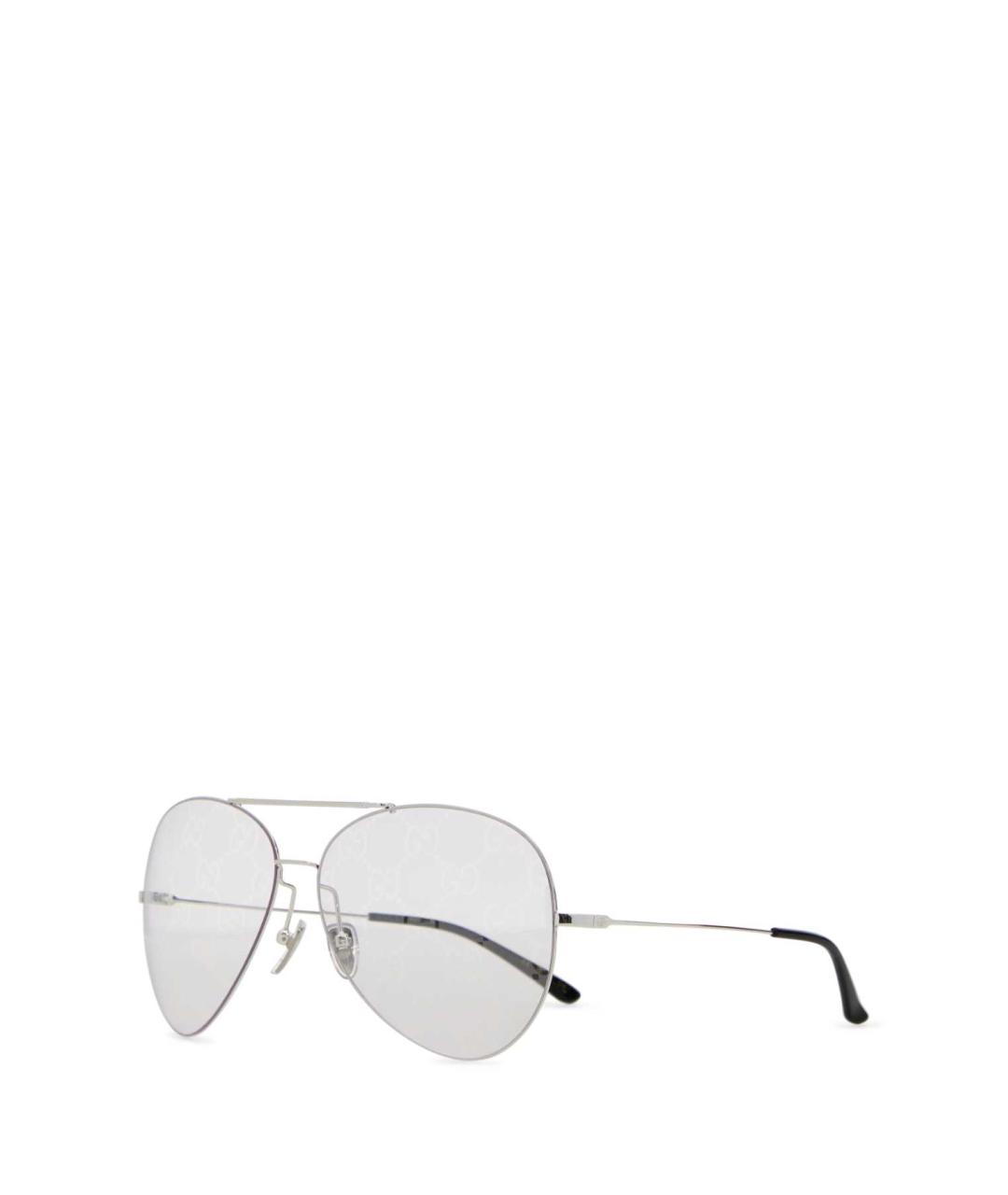 GUCCI Серебряные металлические солнцезащитные очки, фото 1