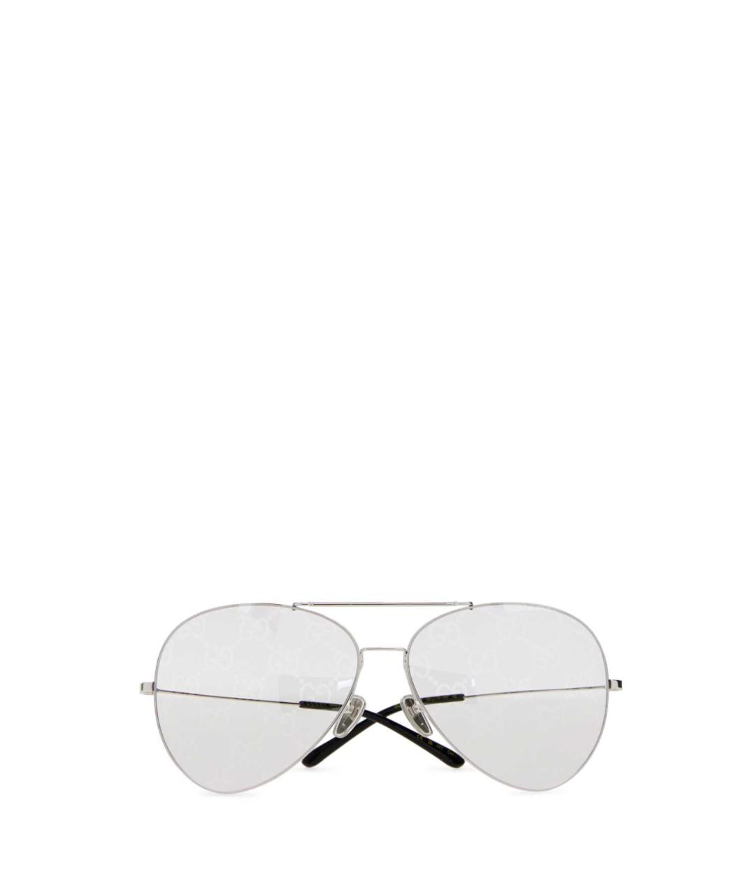 GUCCI Серебряные металлические солнцезащитные очки, фото 2