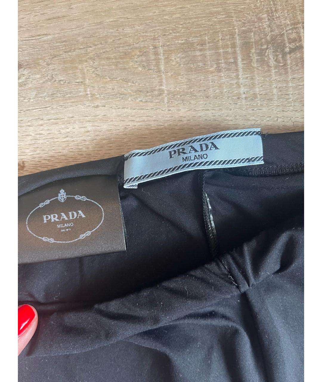 PRADA Черные синтетические леггинсы и велосипедки, фото 4