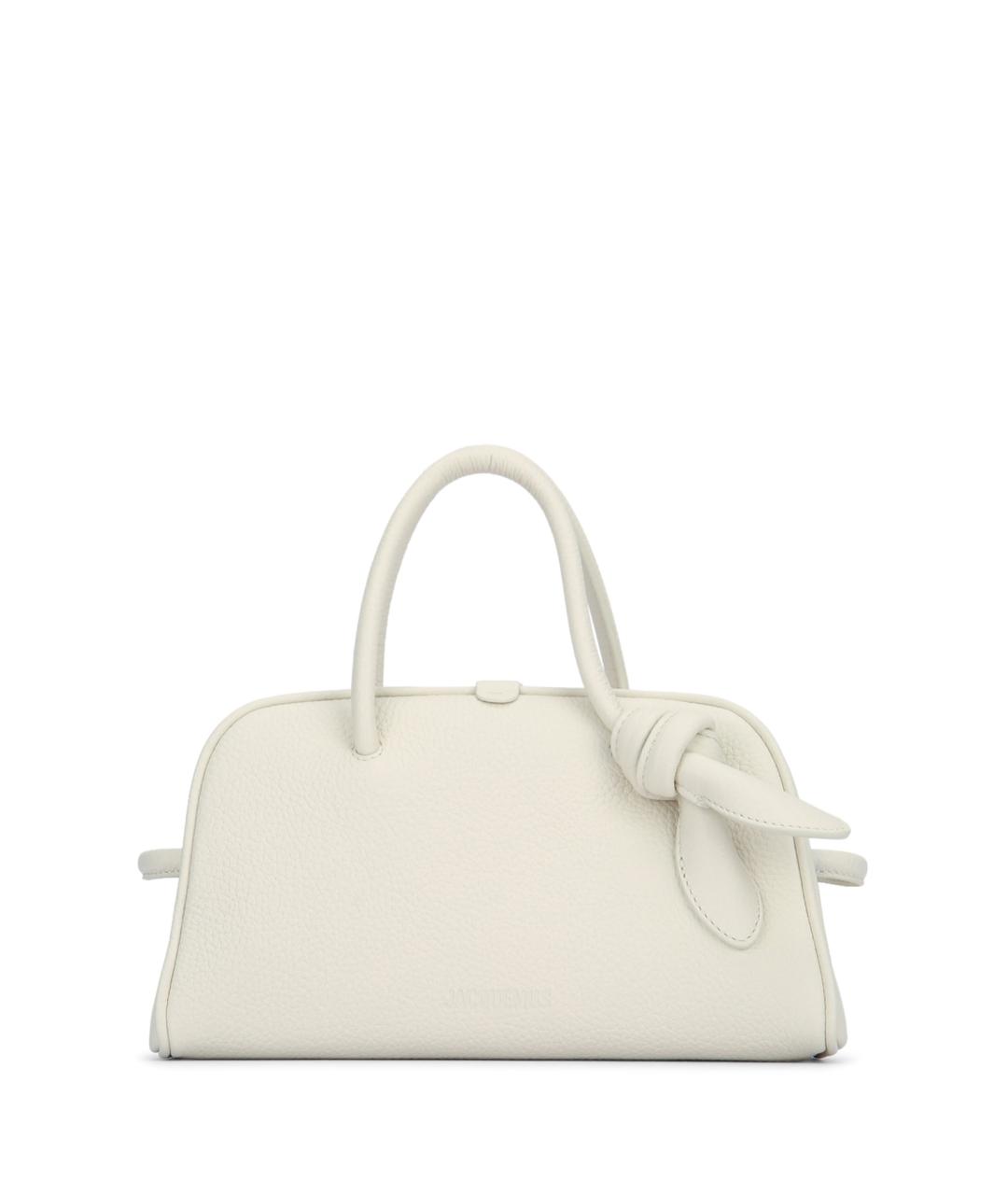 JACQUEMUS Белая кожаная сумка с короткими ручками, фото 1