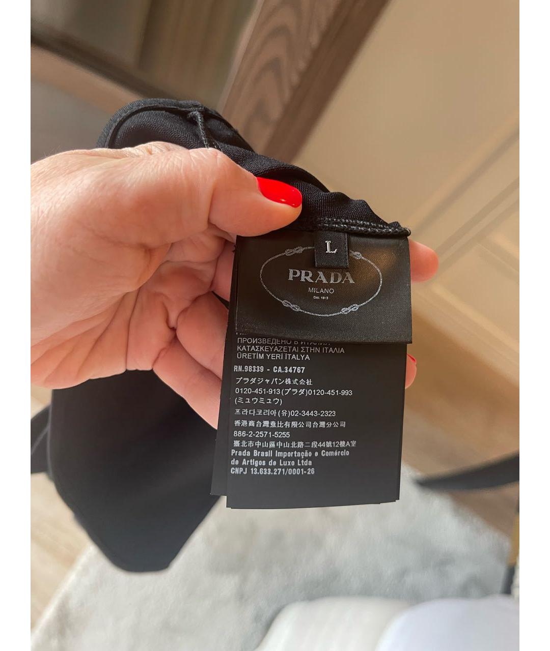 PRADA Черная синтетическая футболка, фото 5