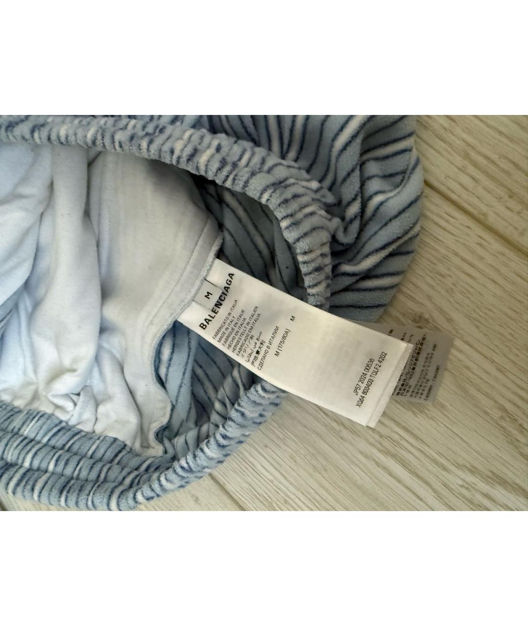 BALENCIAGA Голубые полиэстеровые повседневные брюки, фото 4