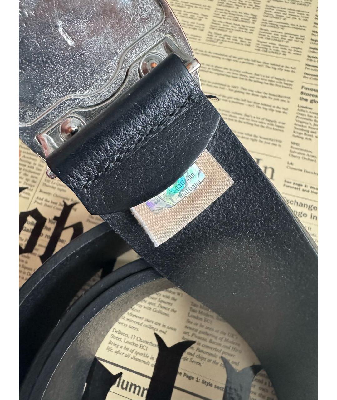 JOHN GALLIANO Черный кожаный ремень, фото 2