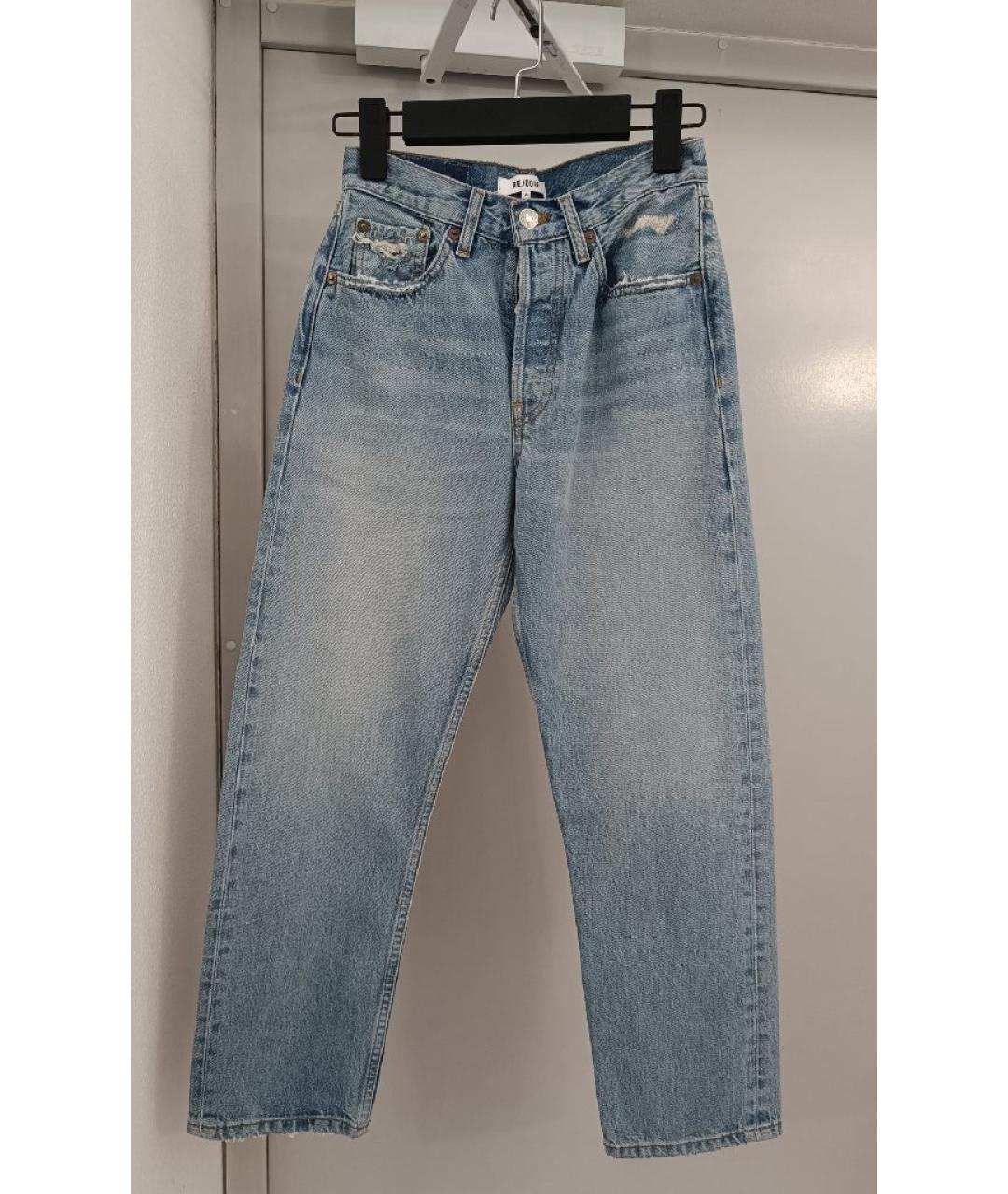 RE/DONE Голубые хлопковые джинсы слим, фото 9