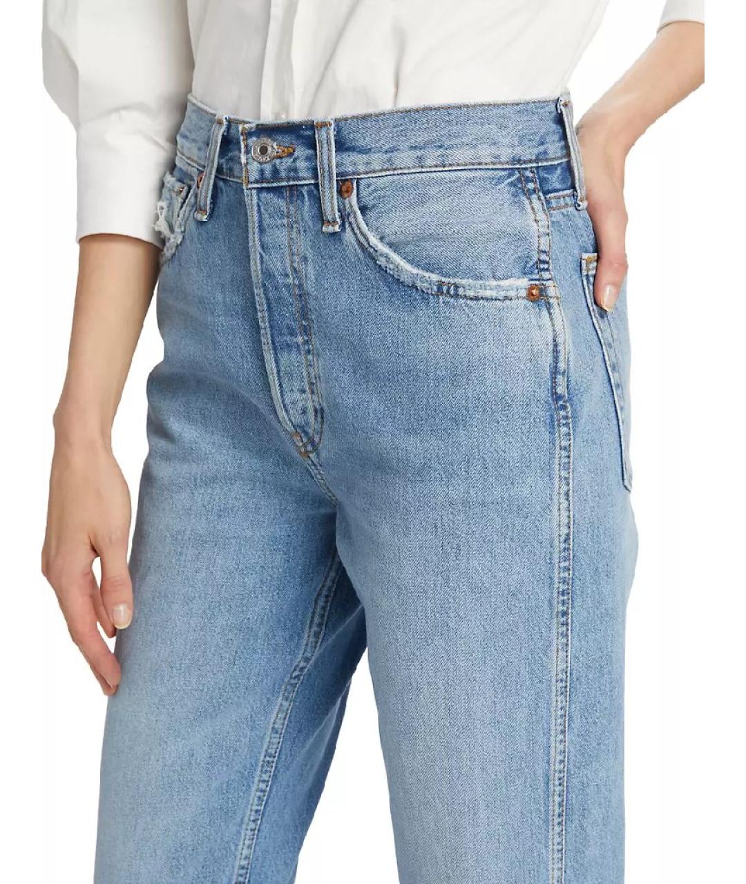 RE/DONE Голубые хлопковые джинсы слим, фото 5