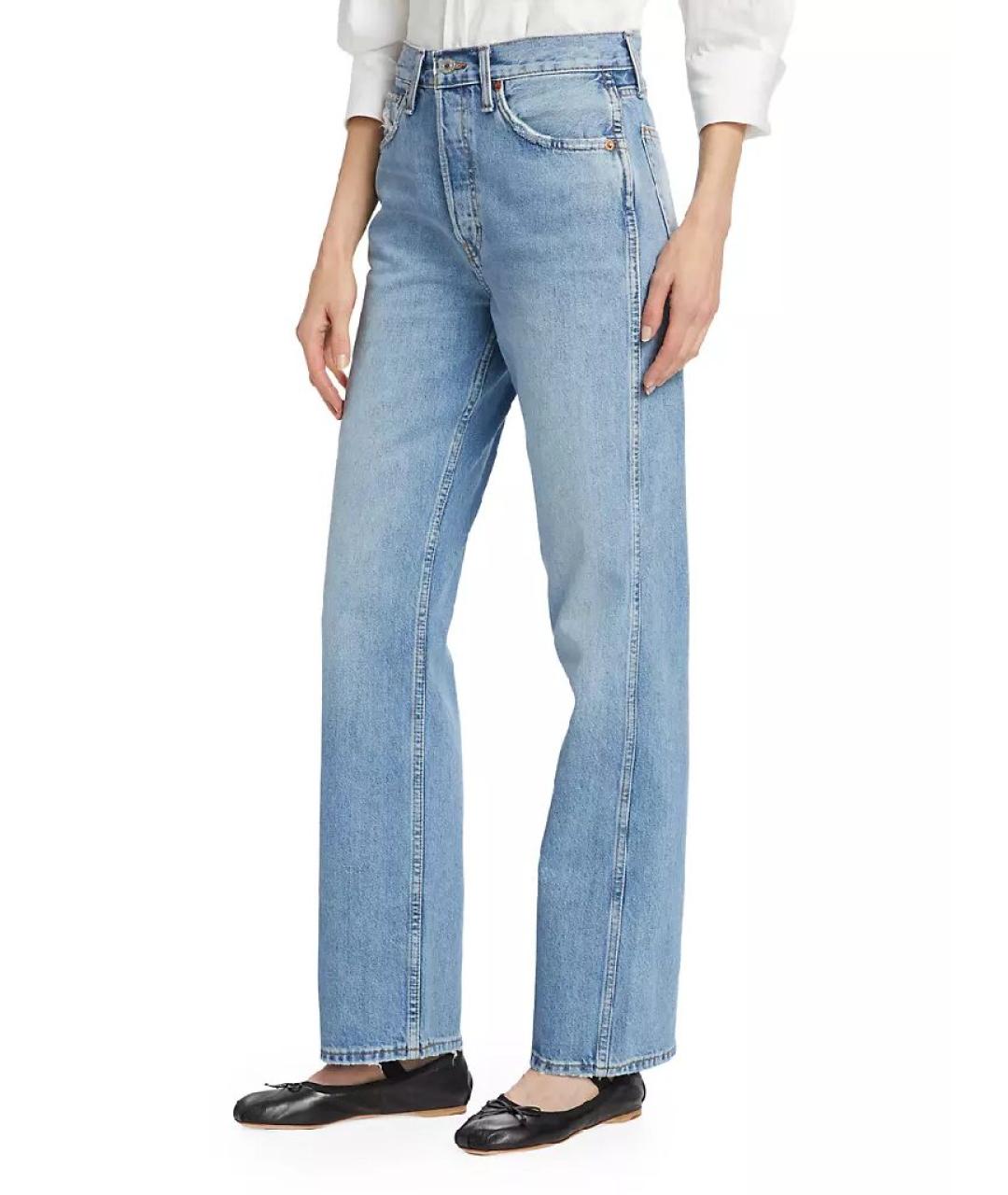 RE/DONE Голубые хлопковые джинсы слим, фото 6