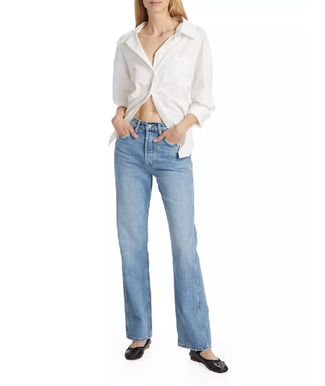 RE/DONE Голубые хлопковые джинсы слим, фото 7