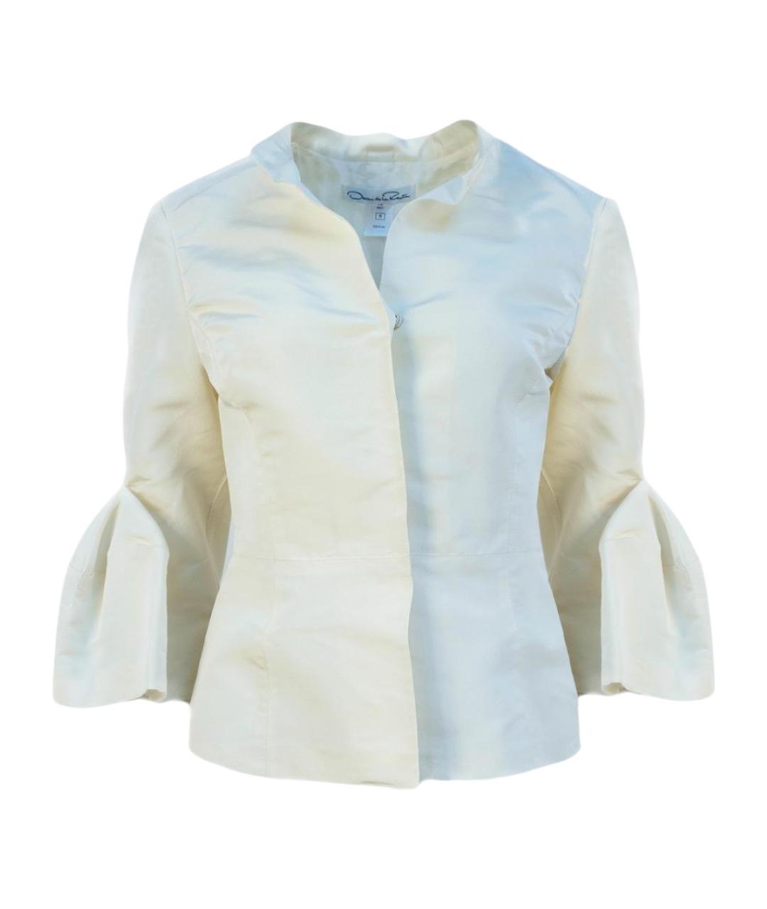 OSCAR DE LA RENTA Белый шелковый жакет/пиджак, фото 1