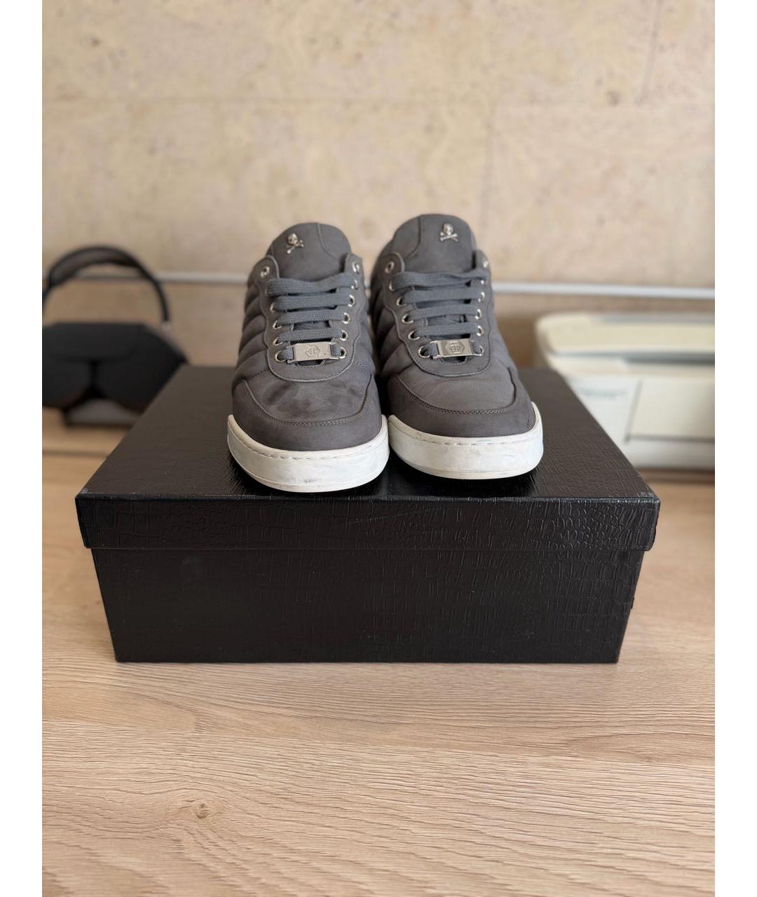 PHILIPP PLEIN Серые низкие кроссовки / кеды, фото 2