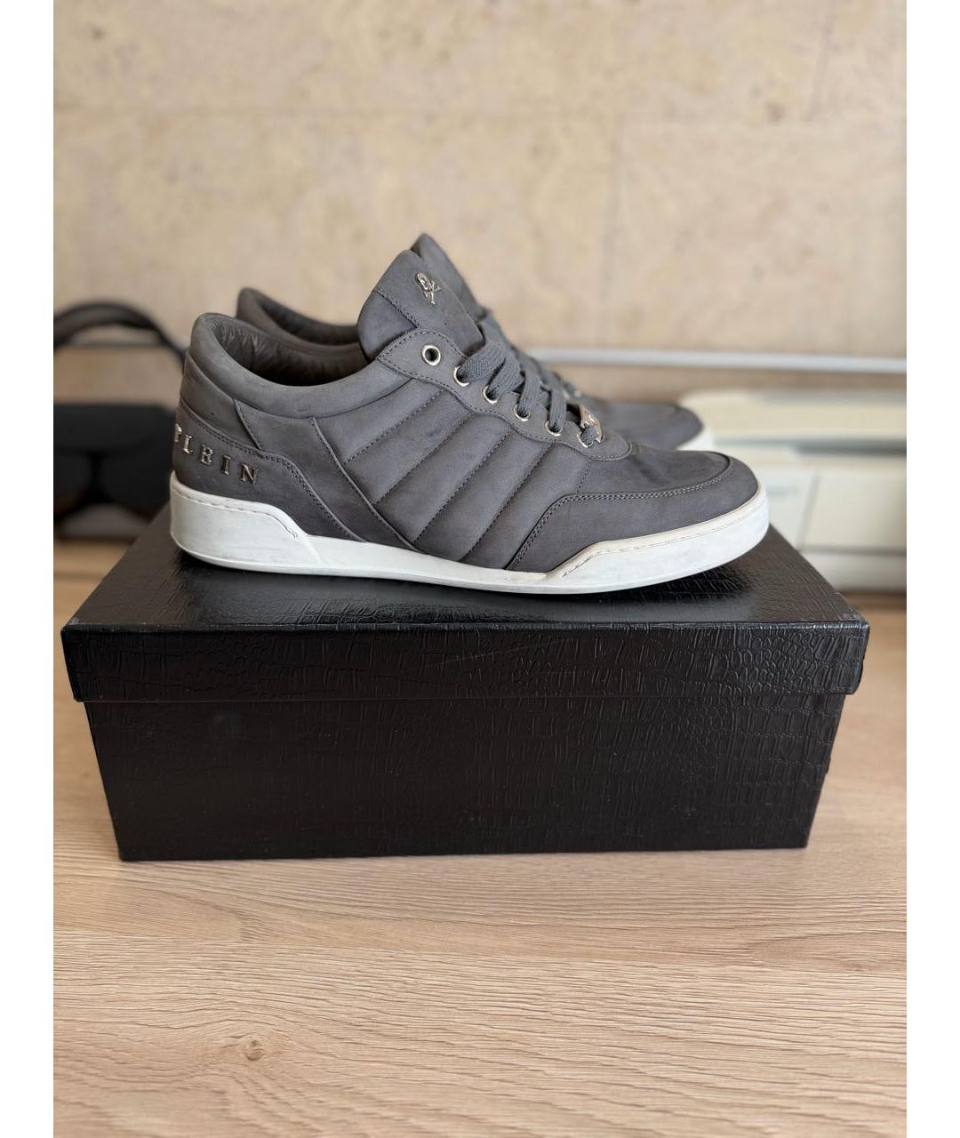 PHILIPP PLEIN Серые низкие кроссовки / кеды, фото 8