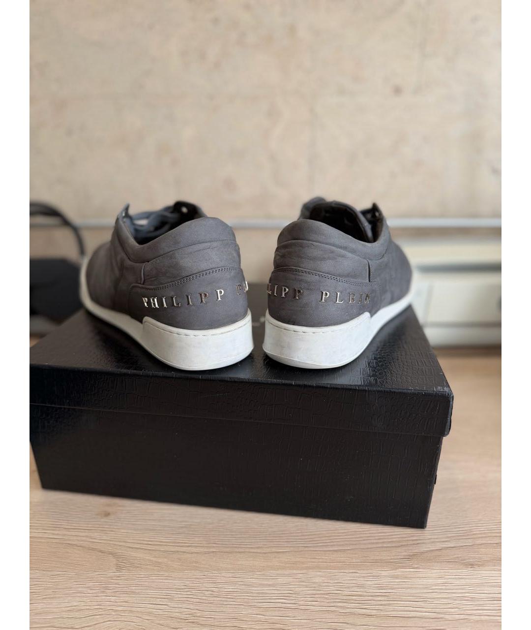 PHILIPP PLEIN Серые низкие кроссовки / кеды, фото 4