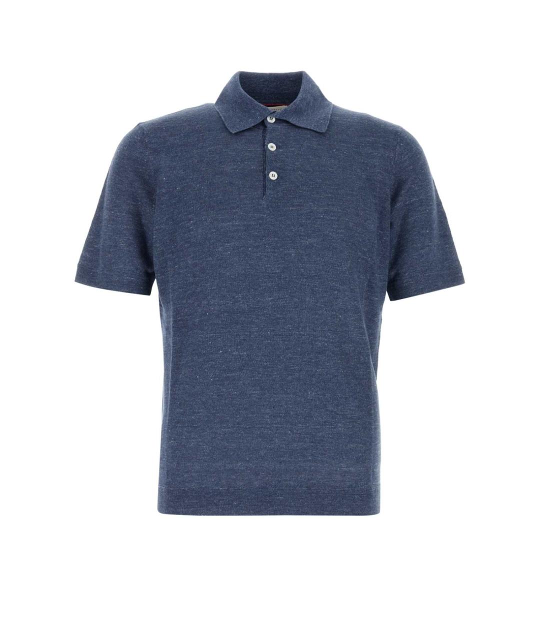 BRUNELLO CUCINELLI Синее поло с коротким рукавом, фото 1