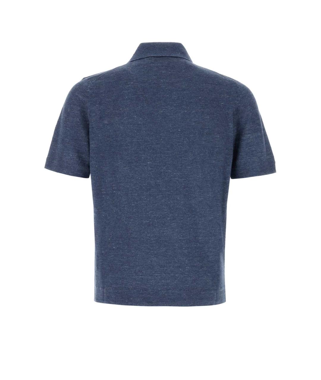 BRUNELLO CUCINELLI Синее поло с коротким рукавом, фото 2