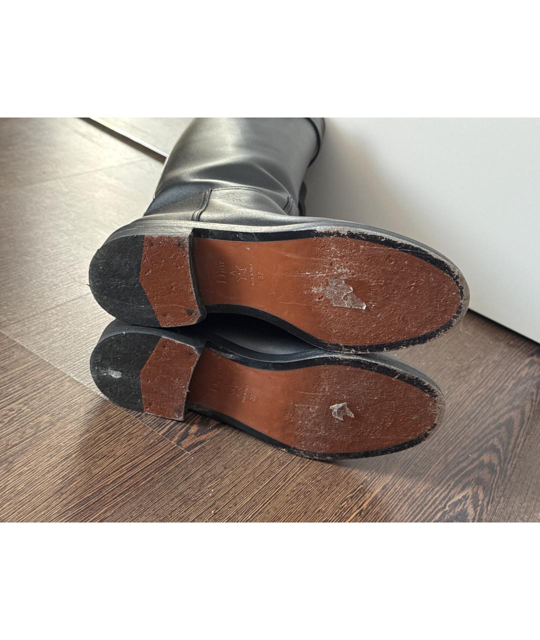 CHRISTIAN DIOR Черные кожаные сапоги, фото 5