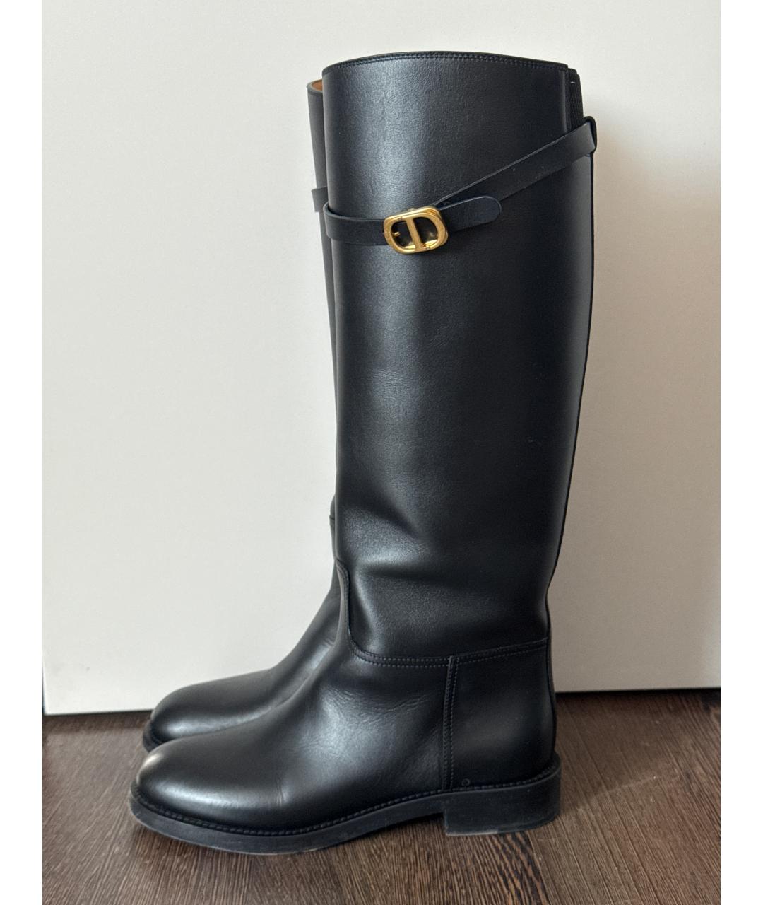CHRISTIAN DIOR Черные кожаные сапоги, фото 6