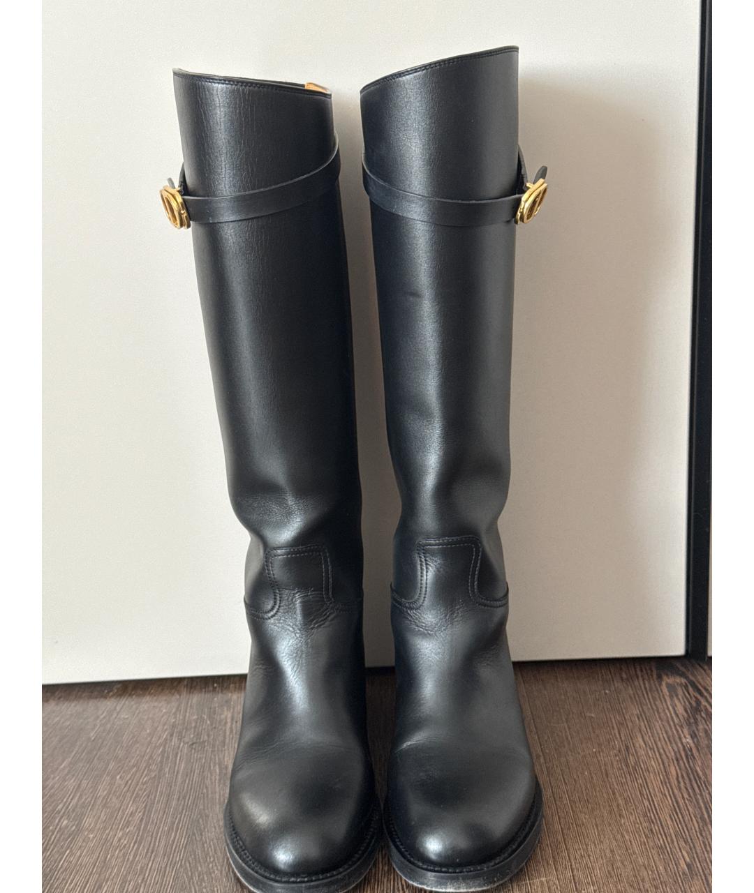 CHRISTIAN DIOR Черные кожаные сапоги, фото 2