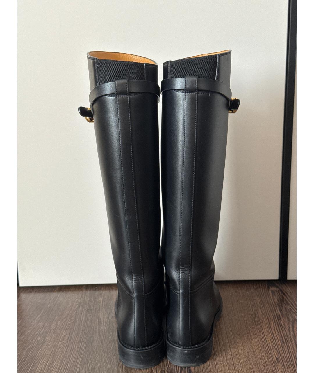 CHRISTIAN DIOR Черные кожаные сапоги, фото 4