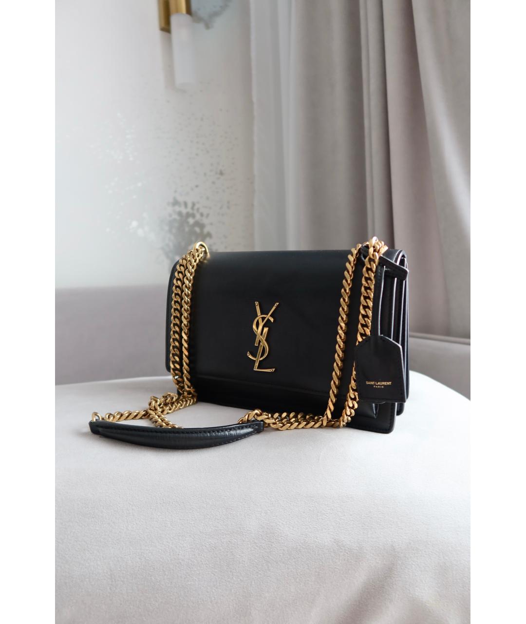 SAINT LAURENT Черная кожаная сумка через плечо, фото 3