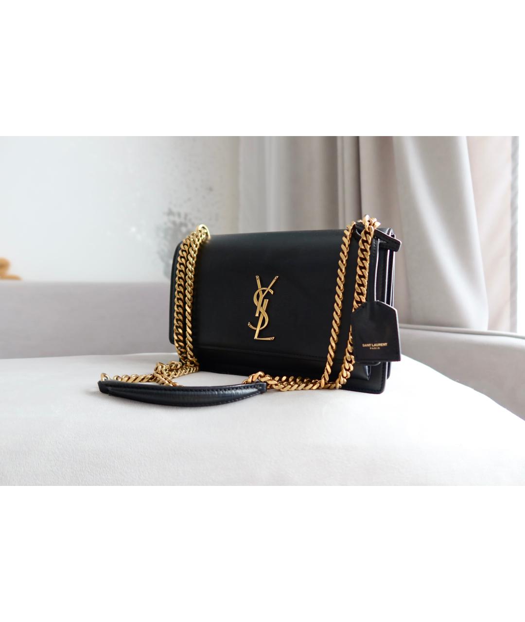 SAINT LAURENT Черная кожаная сумка через плечо, фото 2