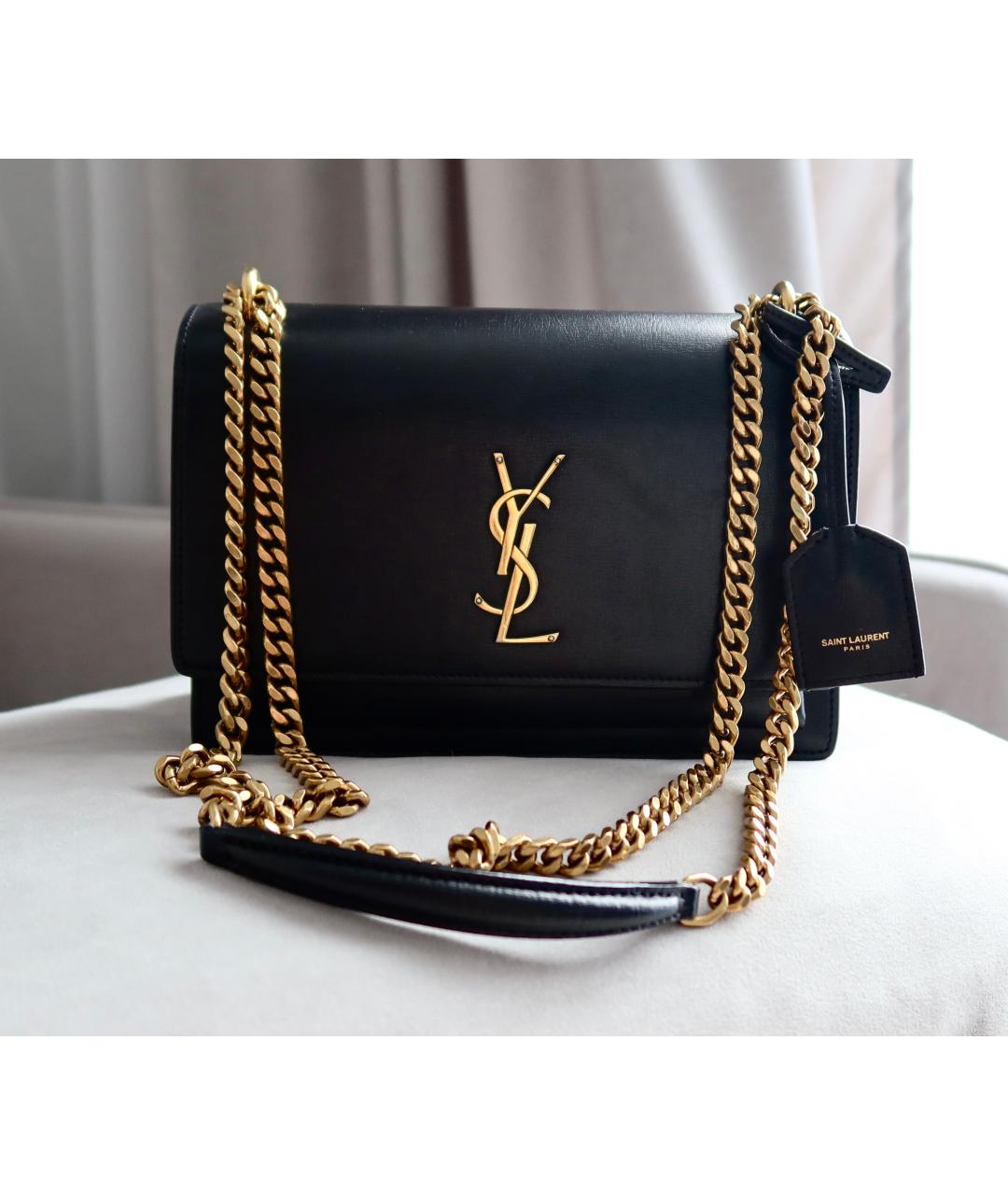 SAINT LAURENT Черная кожаная сумка через плечо, фото 4