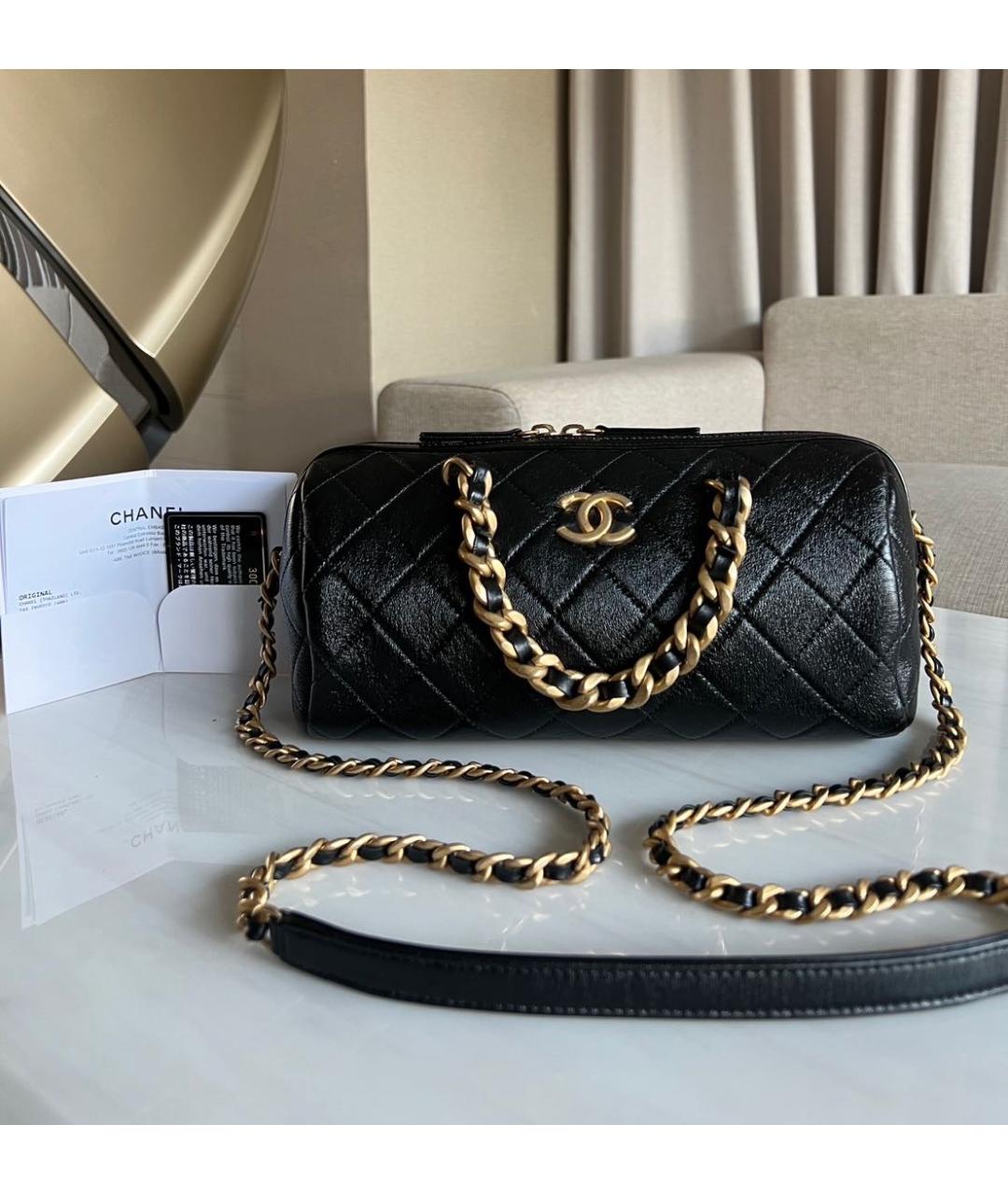 CHANEL Черная кожаная сумка через плечо, фото 2