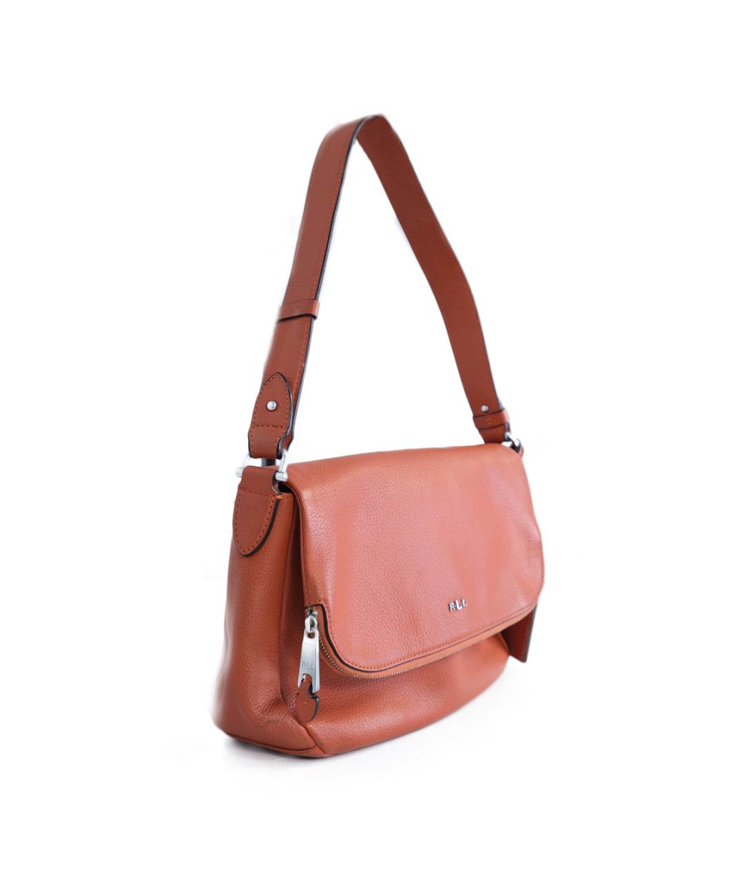 RALPH LAUREN Коралловая кожаная сумка с короткими ручками, фото 2