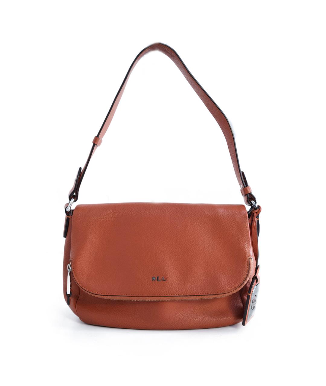 RALPH LAUREN Коралловая кожаная сумка с короткими ручками, фото 7