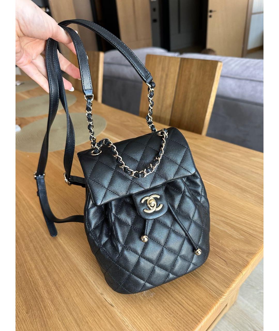 CHANEL Черный кожаный рюкзак, фото 6