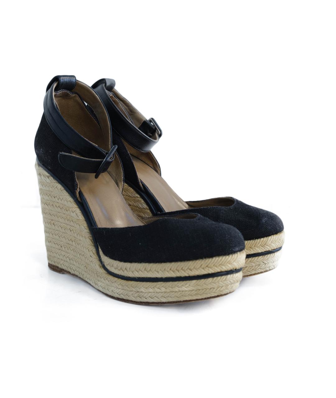 HERMES Черные текстильные босоножки, фото 2