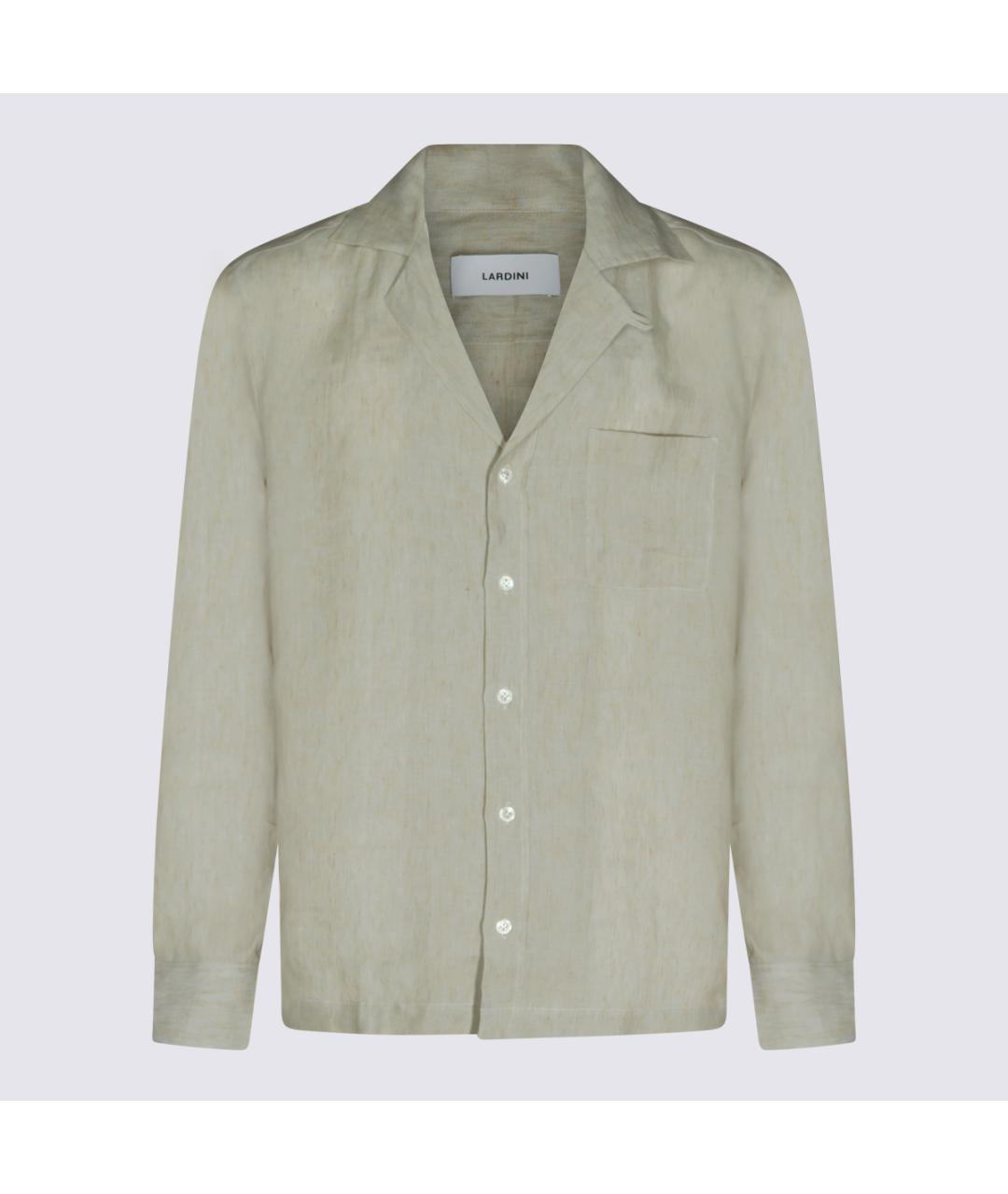 LARDINI Бежевая льняная кэжуал рубашка, фото 5