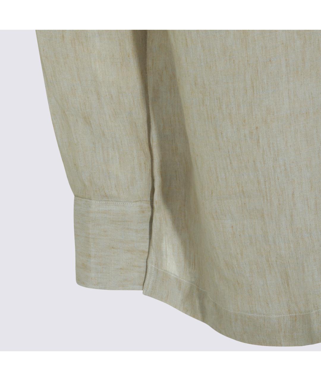 LARDINI Бежевая льняная кэжуал рубашка, фото 4