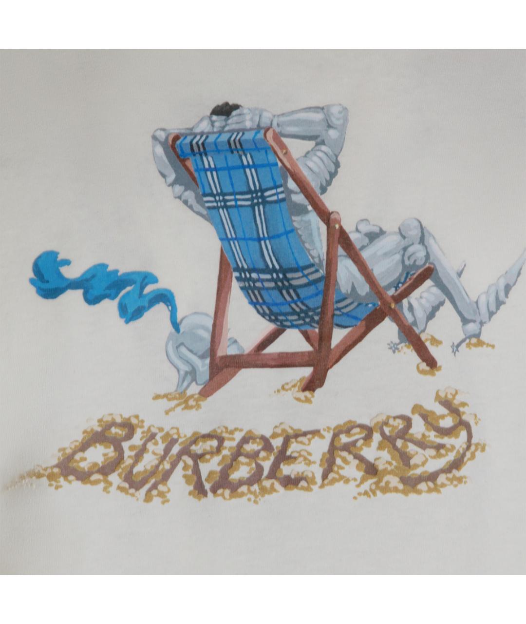 BURBERRY Белая хлопковая футболка, фото 3