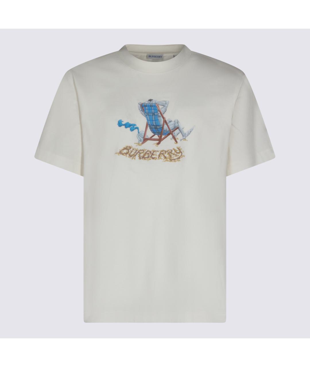 BURBERRY Белая хлопковая футболка, фото 4