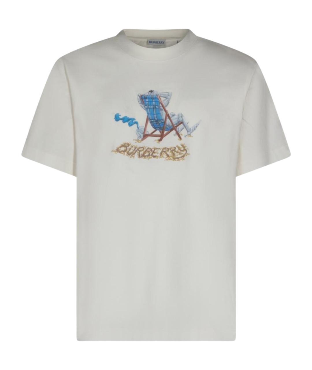 BURBERRY Белая хлопковая футболка, фото 1