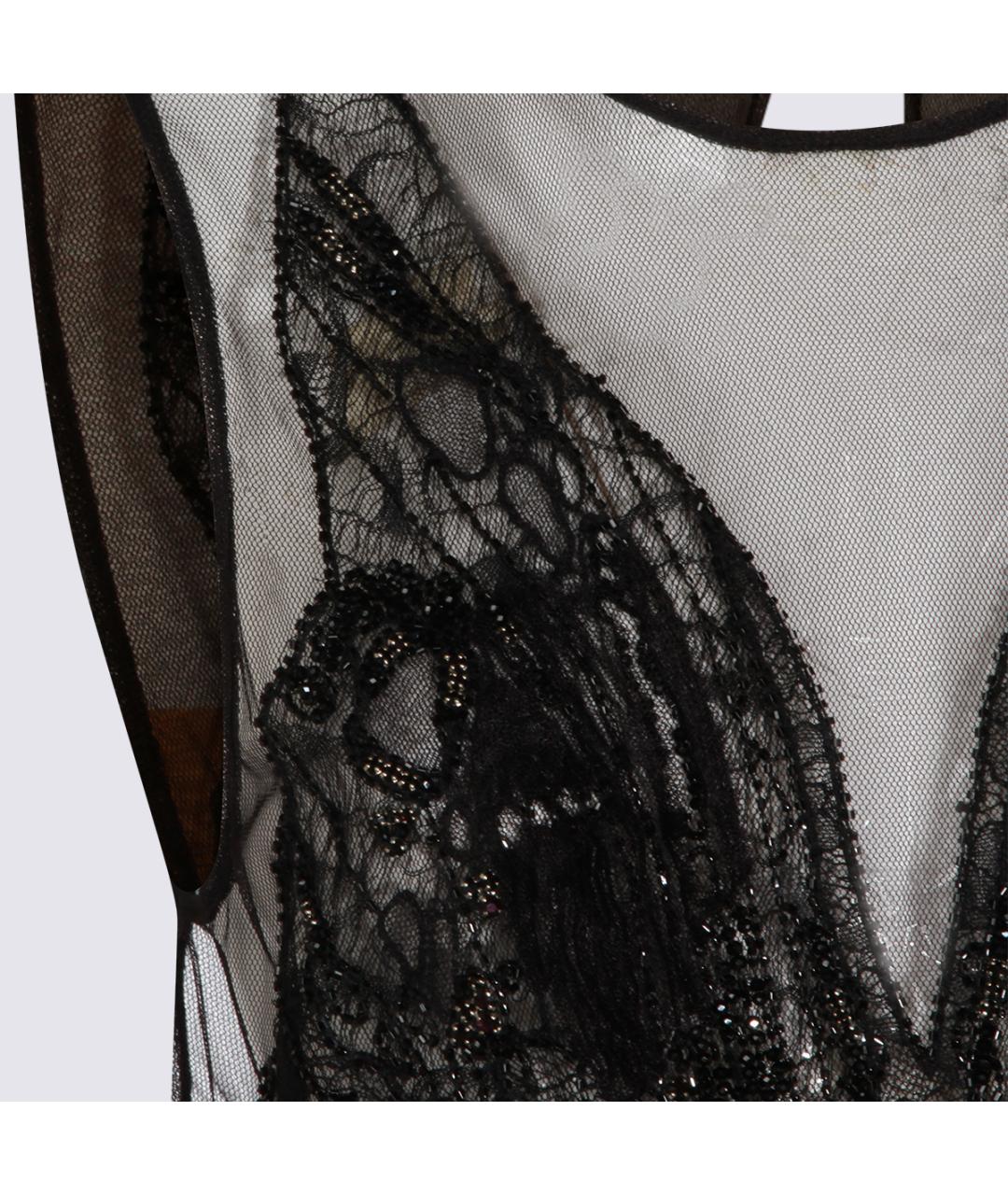 ELISABETTA FRANCHI Черное вискозное вечернее платье, фото 3