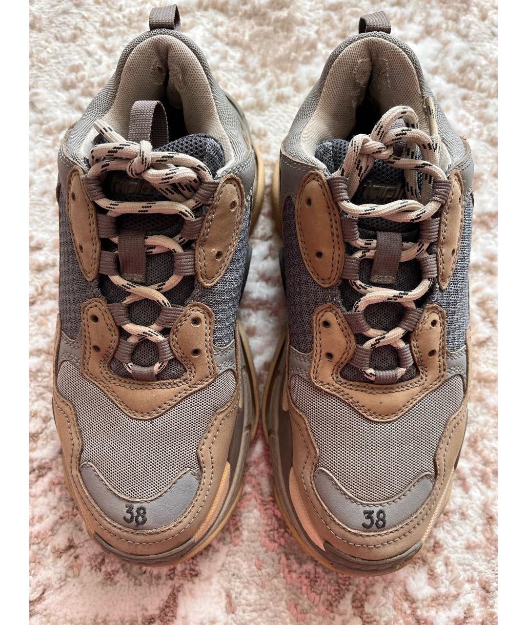 BALENCIAGA Серые кожаные кроссовки, фото 2