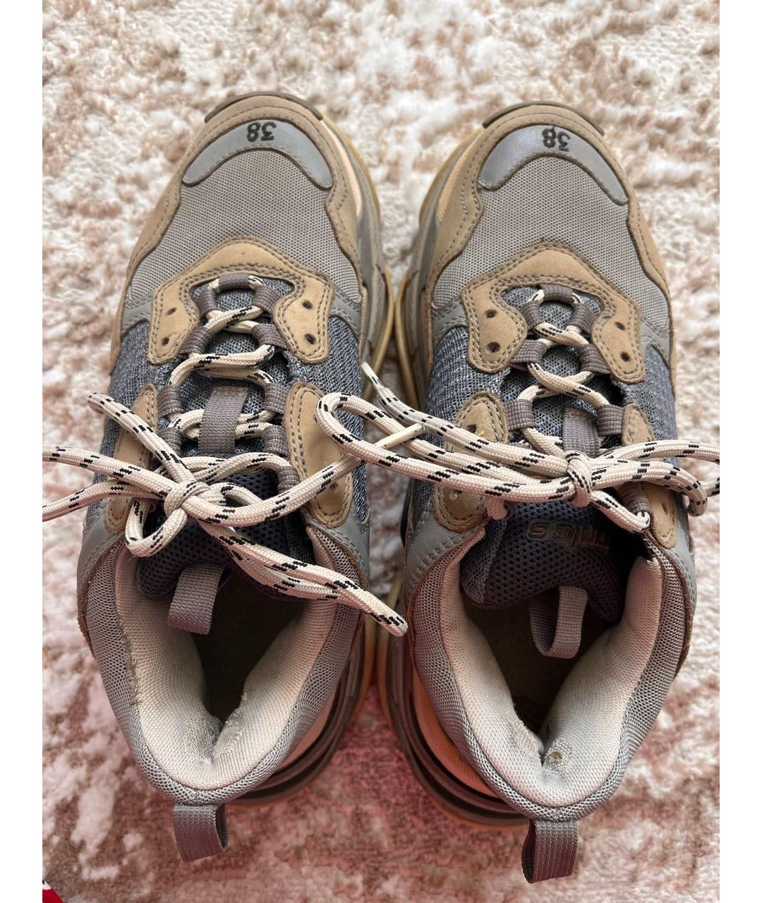 BALENCIAGA Серые кожаные кроссовки, фото 3